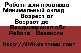 Работа для продавца › Минимальный оклад ­ 8 050 › Возраст от ­ 30 › Возраст до ­ 60 - Владимирская обл. Работа » Вакансии   